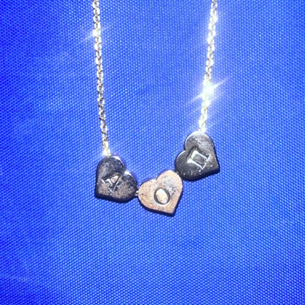 Gold AOΠ sorority necklace